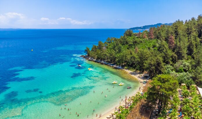 Beach,And,Turquoise,Sea,,Palm,Trees.,La,Scala,Beach,,Thassos,