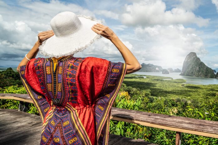 Back,View,Of,Solo,Traveler,Woman,Enjoying,Phang,Nga,Bay