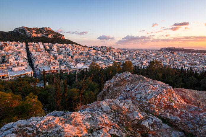View,Of,Athens,And,Acropolis,From,Strefi,Hill.
